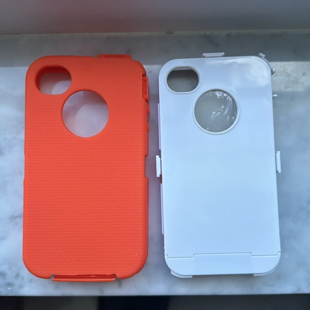 Orange over white defender case for iPhone 4/4s